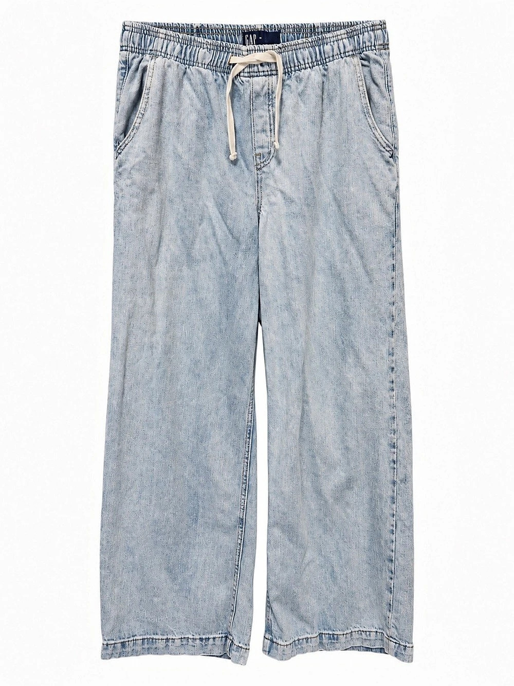 Gap High Rise Pull-On Drawstring Wide-Leg Jeans in Light Blue Size Medium 6/8